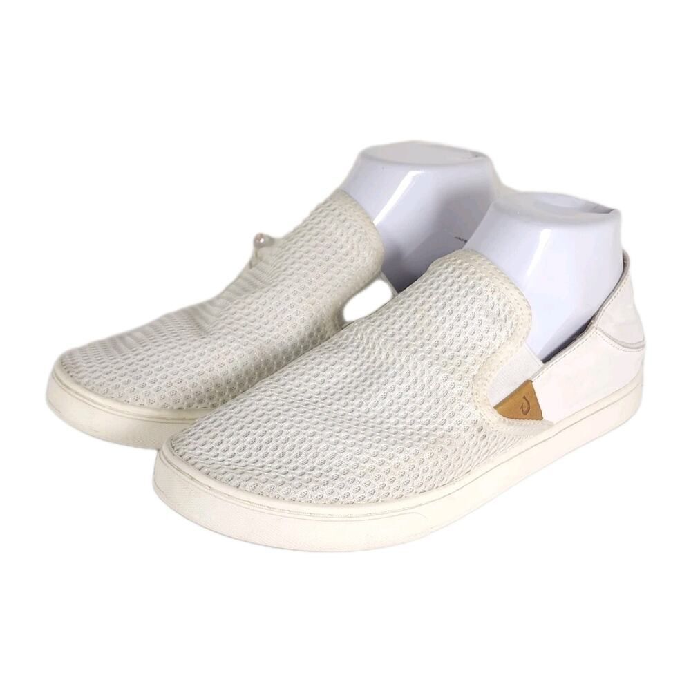 Olukai Women's Pehuea US9 White Flat Slip On Loafer Sneakers Shoes